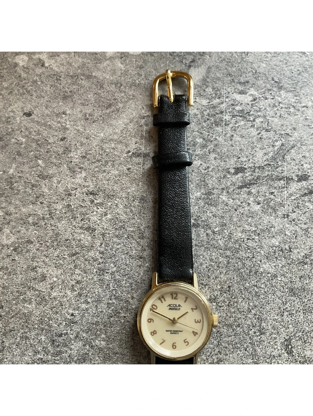 Vintage Acqua By Timex Womens Watch Gold Tone Case White Indiglo Dial Bin I